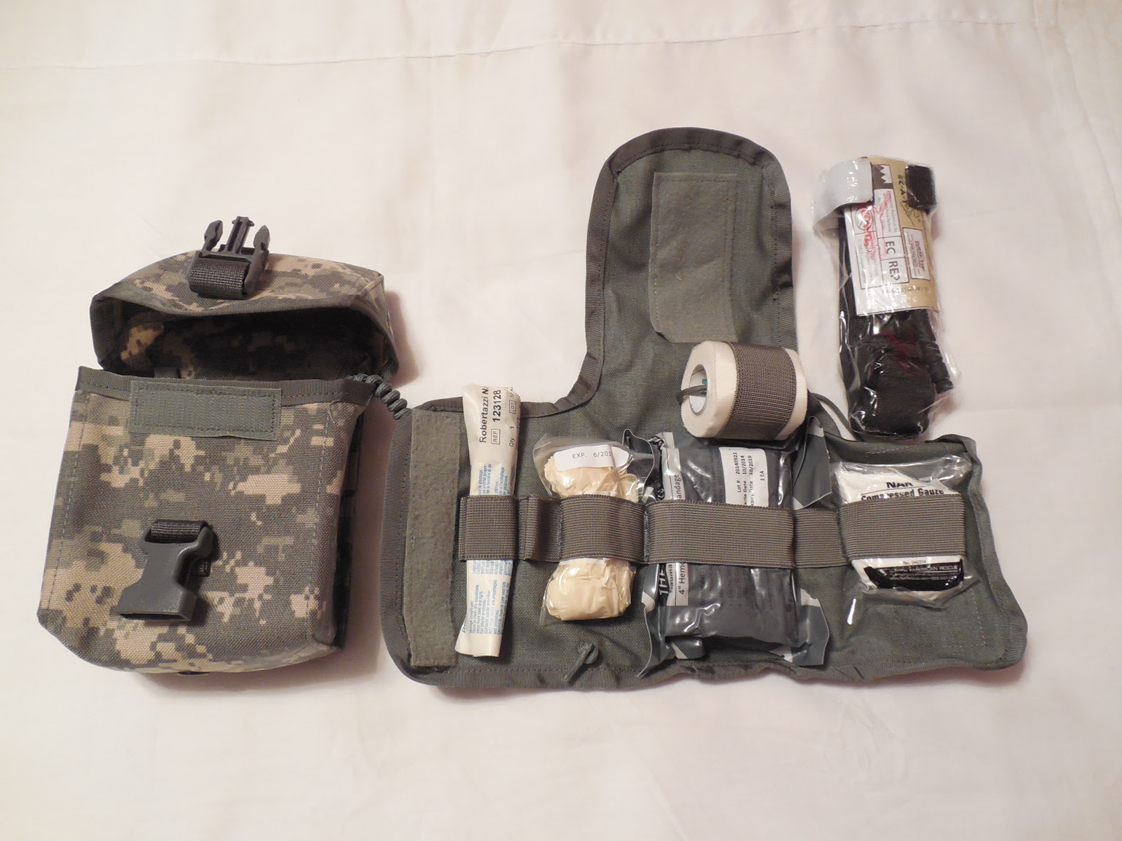 US Military ACU MOLLE IFAK Improved First Aid Kit Complete w/ Supplies EXC 